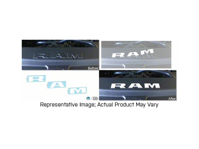 RAM Radiator Cover Lettering Overlay Decals; Black Camo (19-23 RAM 1500, Excluding TRX)