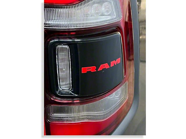 RAM Tail Light Lettering Decals; Gloss Black (19-23 RAM 1500 Big Horn w/ Premium Light Group Package, Laramie, Limited, Limited Longhorn, Rebel)