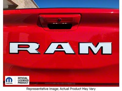 RAM Tailgate Emblem Overlay Decal; Gloss Black (19-25 RAM 1500 Rebel)