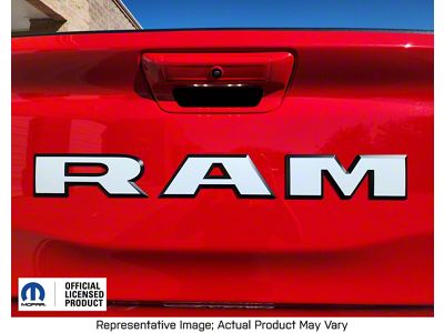 RAM Tailgate Emblem Overlay Decal; Gloss Black (19-24 RAM 1500 Rebel)