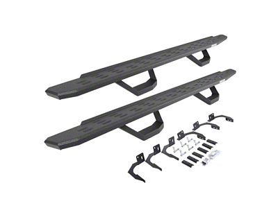 Go Rhino RB30 Running Boards with Drop Steps; Protective Bedliner Coating (09-14 RAM 1500 Quad Cab)