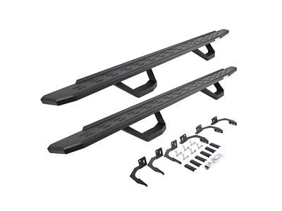 Go Rhino RB30 Running Boards with Drop Steps; Protective Bedliner Coating (09-14 RAM 1500 Crew Cab)