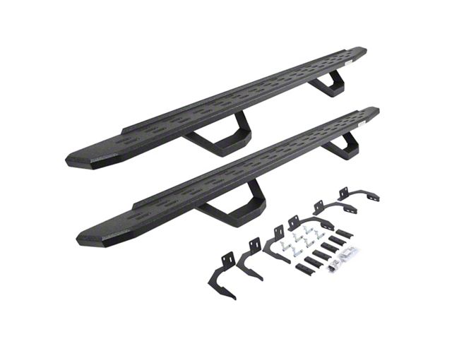 Go Rhino RB30 Running Boards with Drop Steps; Protective Bedliner Coating (09-14 RAM 1500 Crew Cab)