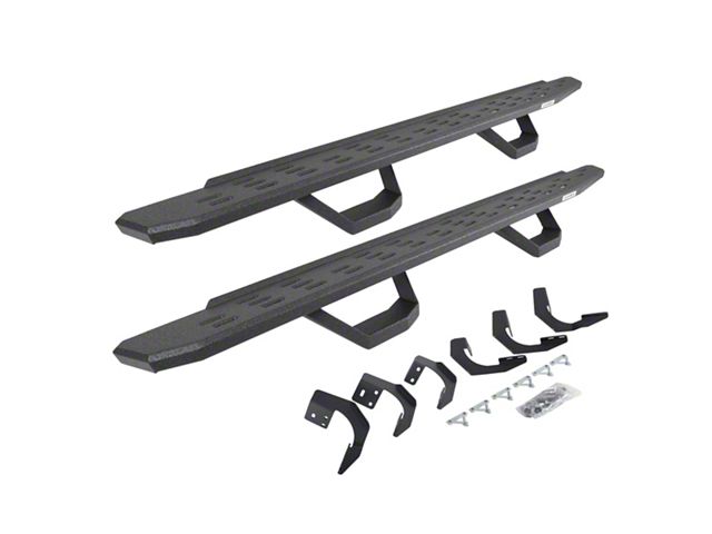 Go Rhino RB30 Running Boards with Drop Steps; Protective Bedliner Coating (15-18 RAM 1500 Quad Cab)