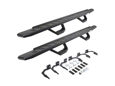 Go Rhino RB30 Running Boards with Drop Steps; Textured Black (09-14 RAM 1500 Quad Cab)