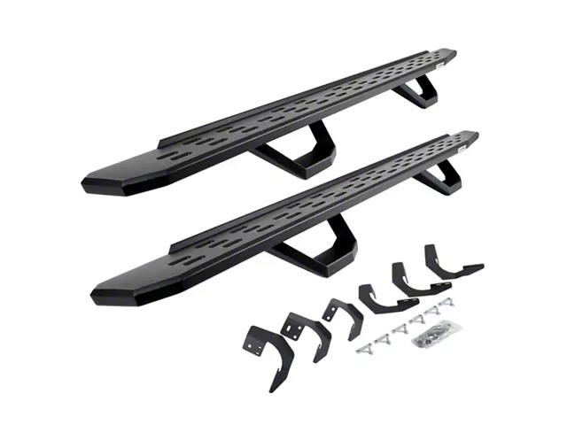 Go Rhino RB30 Running Boards with Drop Steps; Textured Black (15-18 RAM 1500 Crew Cab)