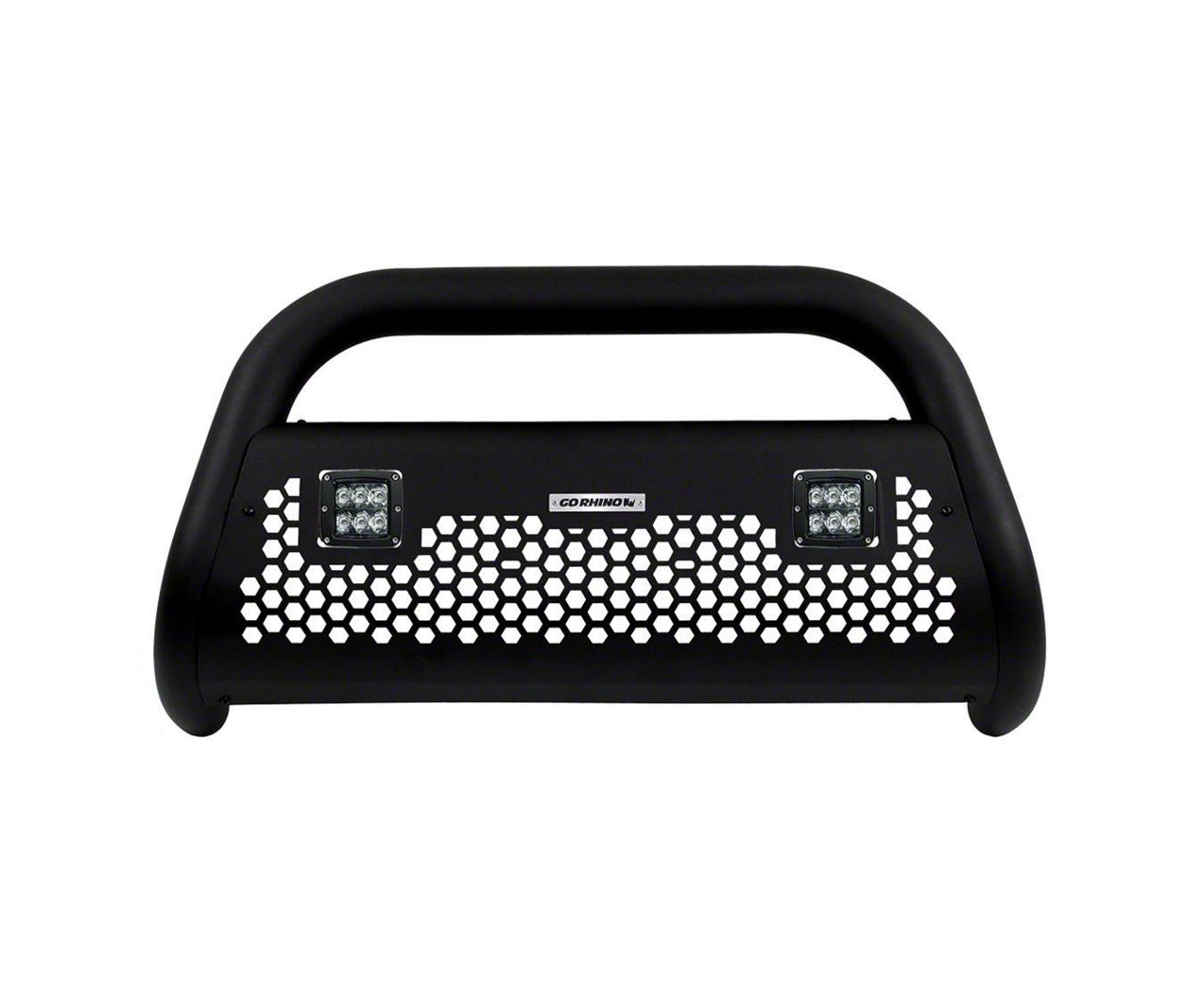 RC2 LR Bull Bar with Mounting Brackets & Two 3 Inch Cube Lights Textured Black 2010-2018 Dodge Ram 2500/3500 Go Rhino main image 1