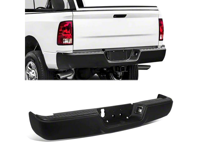 Rear Bumper; Not Pre-Drilled for Backup Sensors; Black (09-18 RAM 1500 w/o Factory Dual Exhaust)
