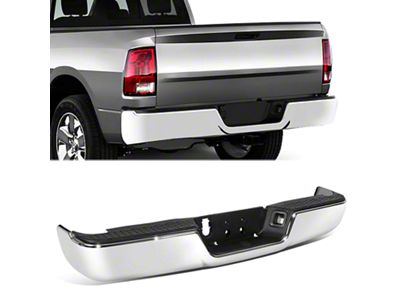 Rear Bumper; Not Pre-Drilled for Backup Sensors; Chrome (09-18 RAM 1500 w/o Factory Dual Exhaust)