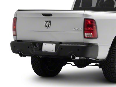 Rear Bumper; Pre-Drilled for Backup Sensors; Black (09-18 RAM 1500 w/ Factory Dual Exhaust)