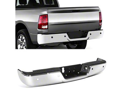 Rear Bumper; Pre-Drilled for Backup Sensors; Chrome (09-18 RAM 1500 w/o Factory Dual Exhaust)