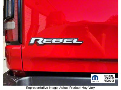Rebel Tailgate Emblem Overlay Decal; Gloss Black (19-24 RAM 1500 Rebel)
