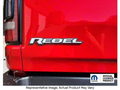 Rebel Tailgate Emblem Overlay Decal; Matte Black (19-25 RAM 1500 Rebel)