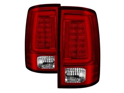 LED Tail Lights; Chrome Housing; Red/Clear Lens (13-18 RAM 1500 w/ Factory LED Tail Lights)