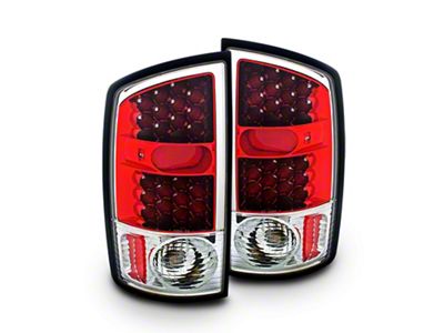 Raxiom G4 LED Tail Lights; Chrome Housing; Red/Clear Lens (02-05 RAM 1500)