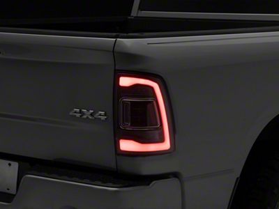 Red LED Bar Tail Lights; Matte Black Housing; Clear Lens (09-18 RAM 1500 w/ Factory Halogen Tail Lights)