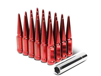 Red Spiked Lug Nuts; M14x1.5; Set of 24 (12-18 RAM 1500)