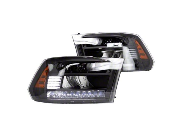 Renegade Series Full LED High/Low Beam Sequential Headlights; Black Housing; Clear Lens (13-18 RAM 1500)