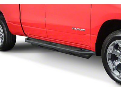 Rocker Armor Side Step Bars; Matte Black (19-24 RAM 1500 Quad Cab)