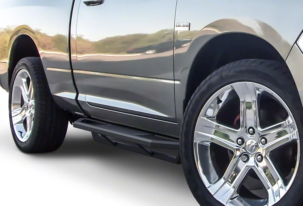 Rocker Armor Side Step Bars Matte Black 09 18 RAM 1500 Regular Cab