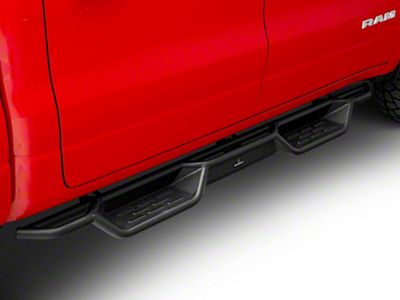 Round Tube Drop Style Nerf Side Step Bars; Black (19-25 RAM 1500 Crew Cab)