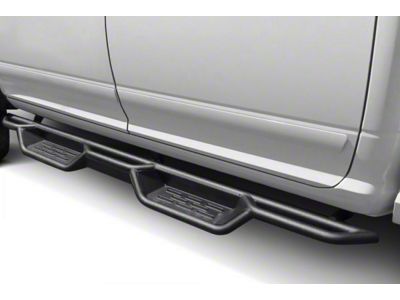 Round Tube Drop Style Nerf Side Step Bars; Black (02-08 RAM 1500 Quad Cab)