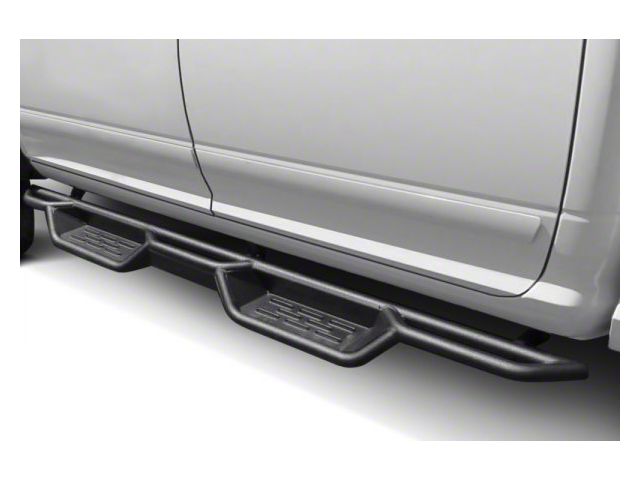 Round Tube Drop Style Nerf Side Step Bars; Black (02-08 RAM 1500 Quad Cab)