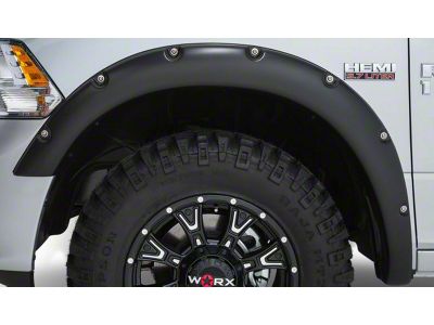 Ruff Riderz Fender Flares; Smooth Black (09-18 RAM 1500 w/ Plastic Front Bumper)