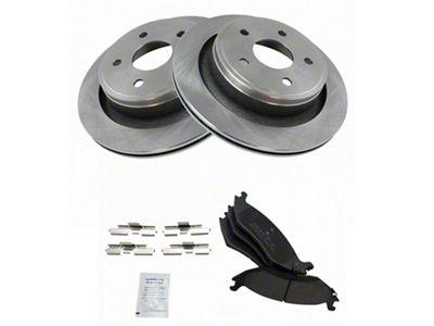 Semi-Metallic 5-Lug Brake Rotor and Pad Kit; Rear (02-18 RAM 1500, Excluding SRT-10 & Mega Cab)