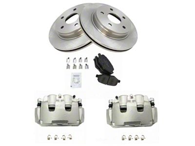 Semi-Metallic 5-Lug Brake Rotor, Pad and Caliper Kit; Front (09-18 RAM 1500)