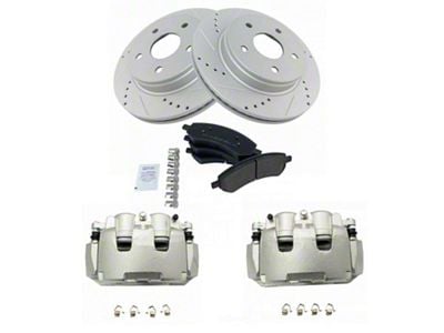 Semi-Metallic Performance 5-Lug Brake Rotor, Pad and Caliper Kit; Front (09-18 RAM 1500)