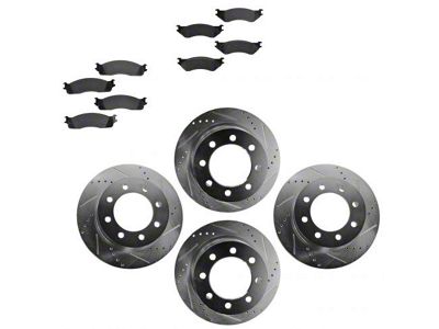 Semi-Metallic Performance 8-Lug Brake Rotor and Pad Kit; Front and Rear (06-08 RAM 1500 Mega Cab)