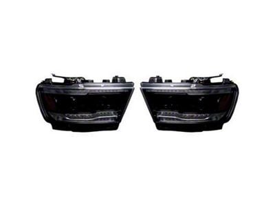 Sequential DRL Bar Projector LED Headlights; Black Housing; Smoked Lens (19-24 RAM 1500 w/ Factory Halogen Headlights)