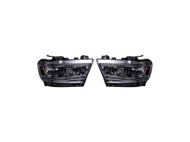 Sequential DRL Bar Projector LED Headlights; Chrome Housing; Clear Lens (19-24 RAM 1500 w/ Factory Halogen Headlights)