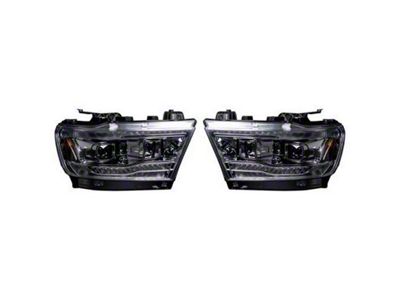 Sequential DRL Bar Projector LED Headlights; Chrome Housing; Clear Lens (19-24 RAM 1500 w/ Factory Halogen Headlights)