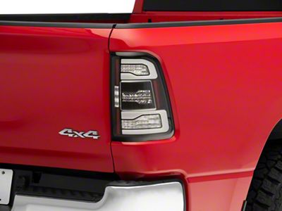 Sequential LED Tail Lights; Black Housing; Clear Lens (19-24 RAM 1500 w/ Factory Halogen Tail Lights)
