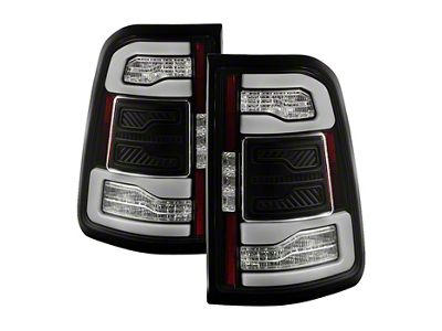 Sequential LED Tail Lights; Black Housing; Clear Lens (19-24 RAM 1500 w/ Factory LED Tail Lights)