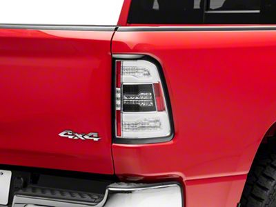 Sequential LED Tail Lights; Chrome Housing; Clear Lens (19-24 RAM 1500 w/ Factory Halogen Tail Lights)