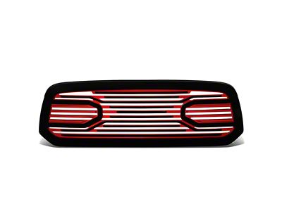Shutter Style Upper Replacement Grille; Black/Red (13-18 RAM 1500, Excluding Rebel)