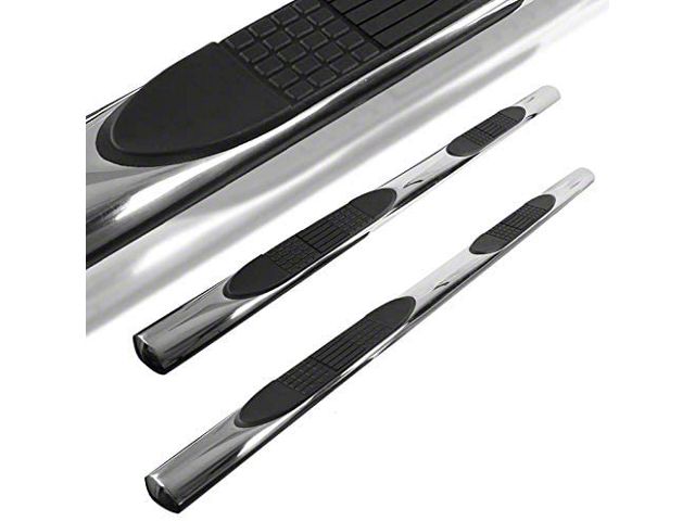 4-Inch Oval Side Step Bars; Chrome (02-08 RAM 1500)