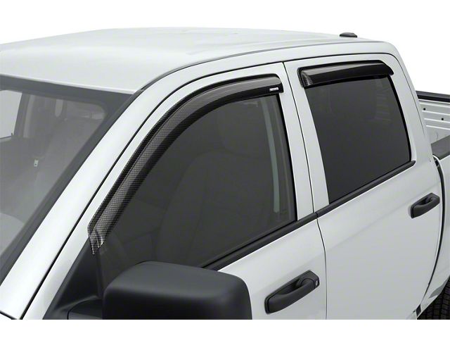 Tape-Onz Sidewind Deflectors; Front and Rear; Carbon Fiber (09-18 RAM 1500 Quad Cab)