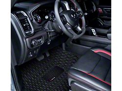 Single Layer Diamond Floor Mats; Black and Black Stitching (19-23 RAM 1500 Regular Cab w/ Bucket Seats)