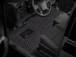 Single Layer Diamond Floor Mats; Black and White Stitching (19-23 RAM 1500 Regular Cab w/ Bench Seat)