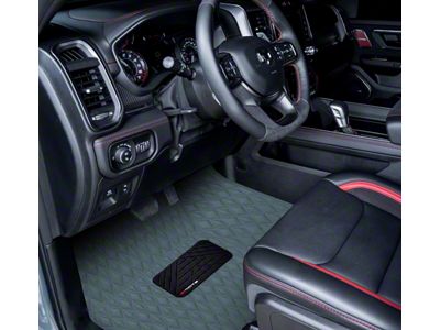 Single Layer Diamond Front and Rear Floor Mats; Full Gray (09-18 RAM 1500 Quad Cab w/ Front Bucket Seats)