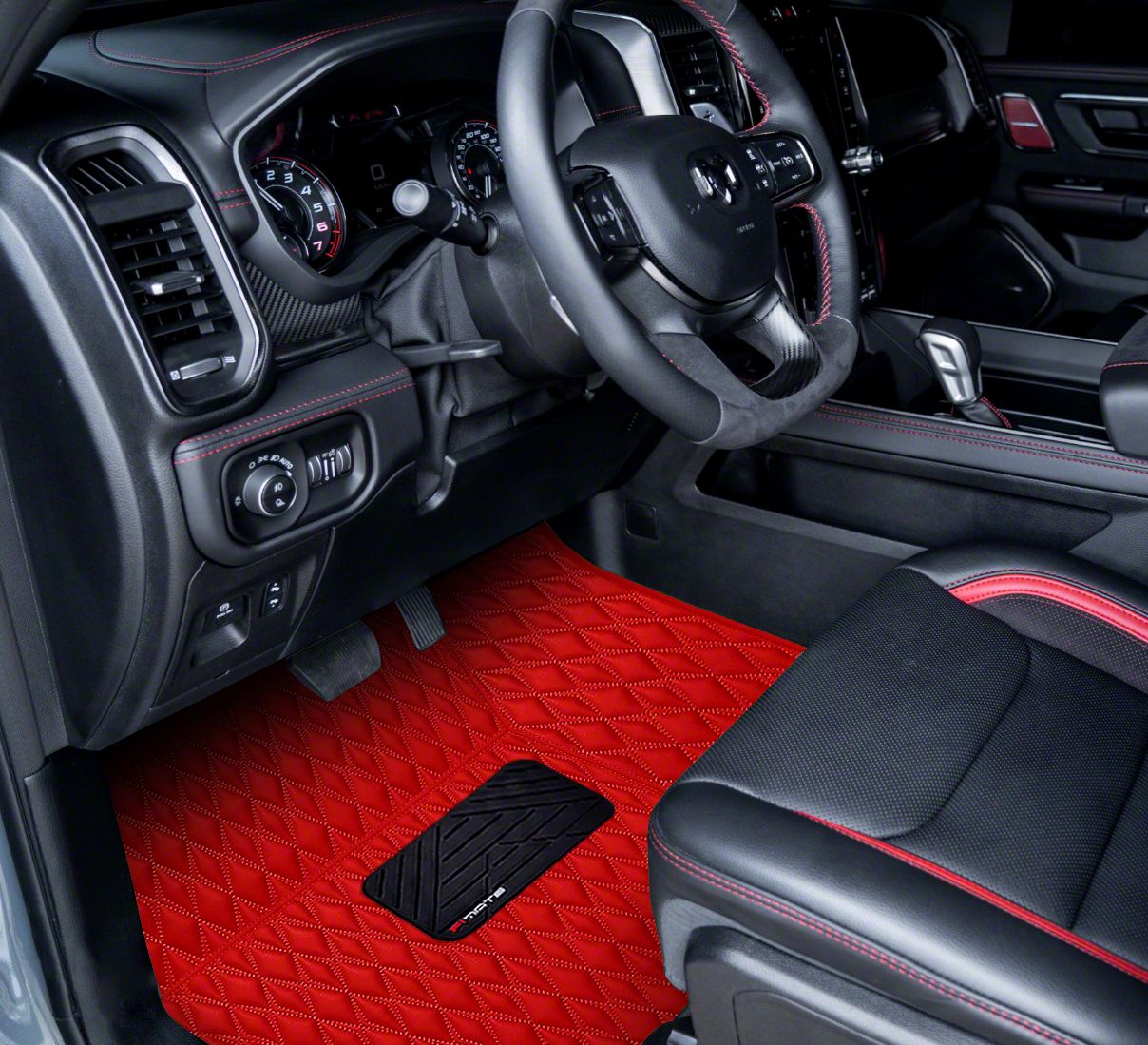 RAM 1500 Single Layer Diamond Floor Mats; Full Red (1924 RAM 1500