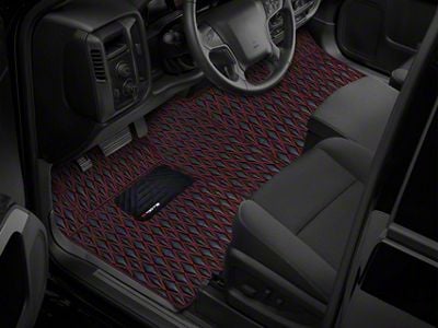 Single Layer Diamond Front and Rear Floor Mats; Full Red (09-18 RAM 1500 Crew Cab w/ Front Bench Seat)