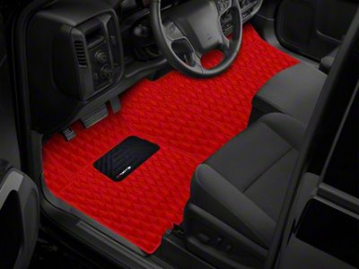 Single Layer Diamond Front and Rear Floor Mats; Full Red (19-24 RAM 1500 Crew Cab w/ Front Bench Seat & Rear Underseat Storage)