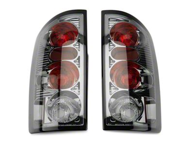 Euro Style Tail Lights; Chrome Housing; Smoked Lens (02-06 RAM 1500)