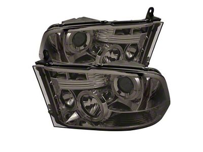 LED Halo Projector Headlights; Chrome Housing; Smoked Lens (09-18 RAM 1500 w/ Factory Halogen Non-Projector Headlights)