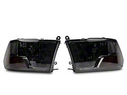 Factory Style Dual Headlights; Chrome Housing; Smoked Lens (09-18 RAM 1500 w/ Factory Halogen Non-Projector Headlights)